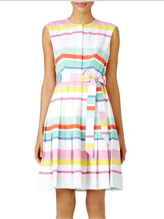kate spade Dresses & Skirts - kate spade boho whimsy White Sleeveless Mini Dress Pastel Stripe Accents 14 NWT